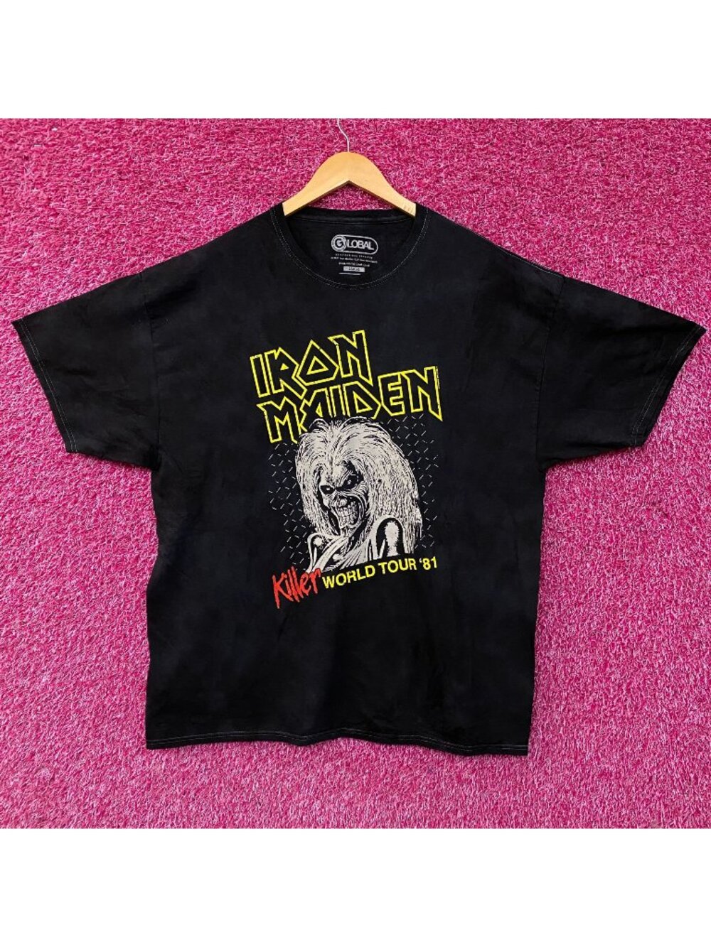 Iron Maiden Killer World Tour '81 Black Tie-Dye T-Shirt Large